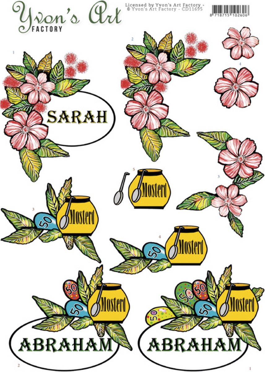 3D Cutting Sheet (knipvel) - Yvons Art - 50th Birthday